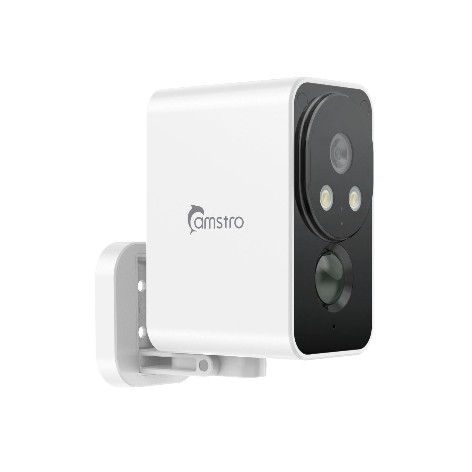 Camstro 2K Outdoor Wireless Camera Night Vision Color PIR Detection Two-Way Audio, IP66, Cloud/SD, Alexa, WiFi 2.4GHz, Rechargeable Battery
