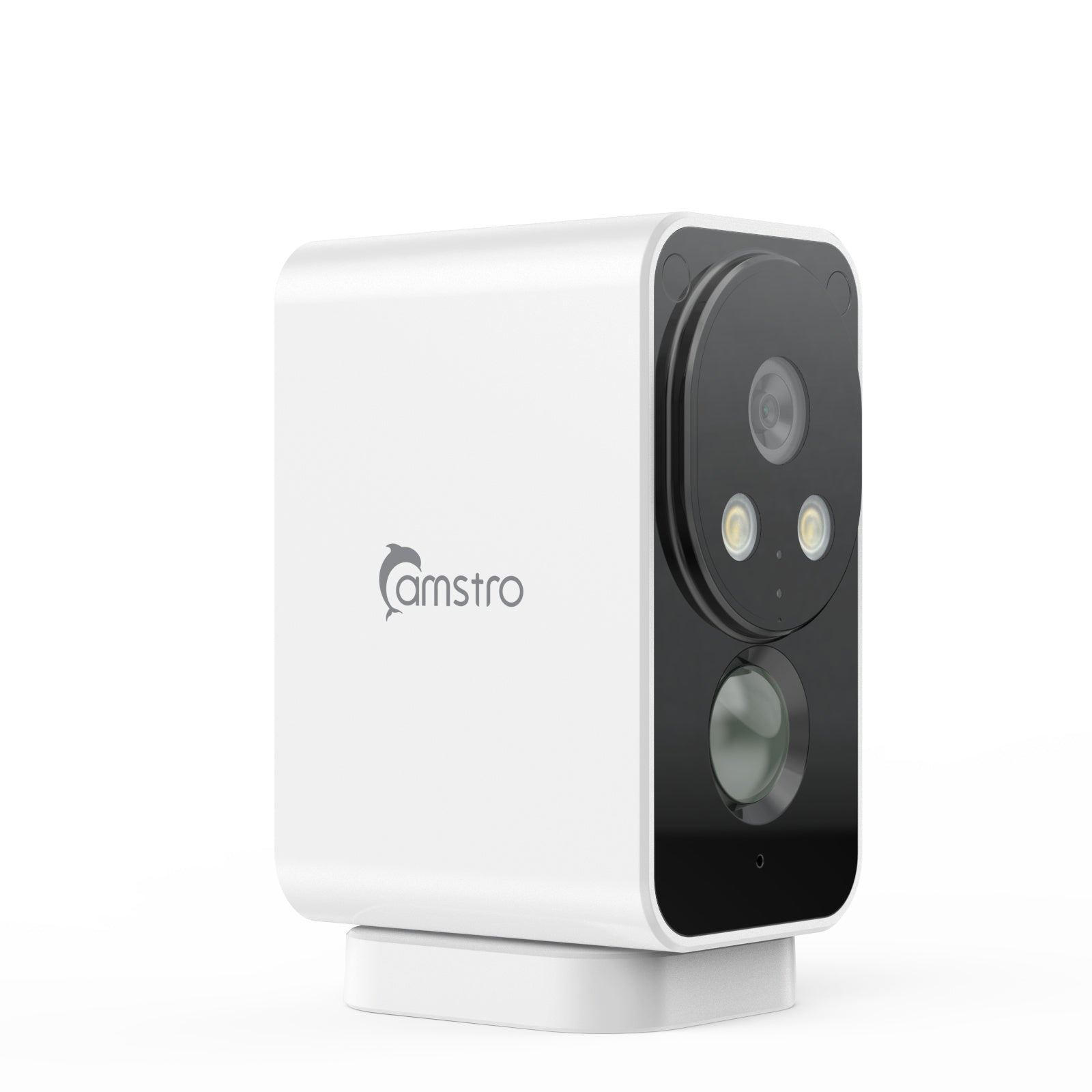 Camstro 2K Outdoor Wireless Camera Night Vision Color PIR Detection Two-Way Audio, IP66, Cloud/SD, Alexa, WiFi 2.4GHz, Rechargeable Battery