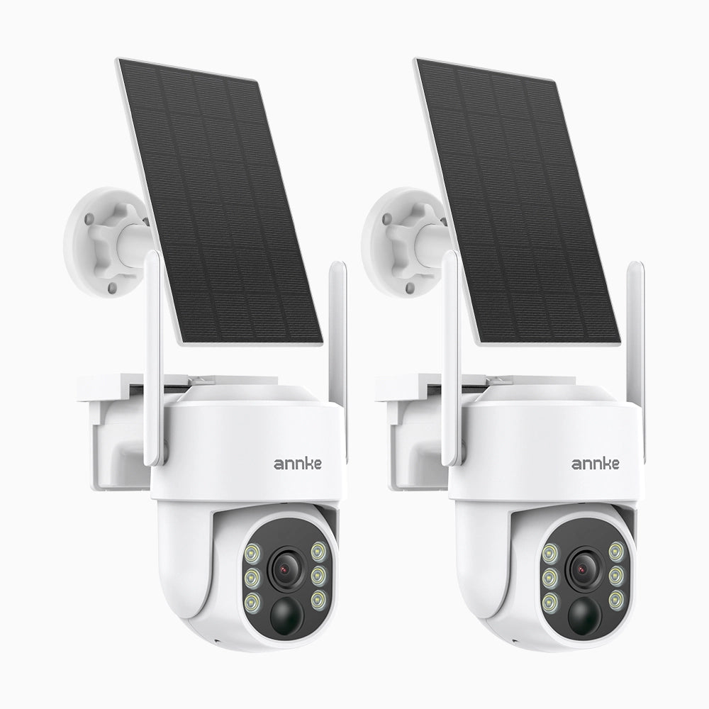 WB400 - Kit Di 2 Telecamera di sicurezza wireless 4MP per esterni con batteria, WiFi dual-band 2,4/5,8 GHz Pro, rilevamento umano AI, audio bidirezionale, alimentata a batteria e con energia solare, rotazione 270° e inclinazione 90°, compatibile con Alexa