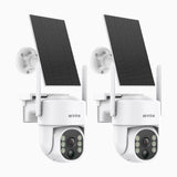 WB400 - Kit Di 2 Telecamera di sicurezza wireless 4MP per esterni con batteria, WiFi dual-band 2,4/5,8 GHz Pro, rilevamento umano AI, audio bidirezionale, alimentata a batteria e con energia solare, rotazione 270° e inclinazione 90°, compatibile con Alexa