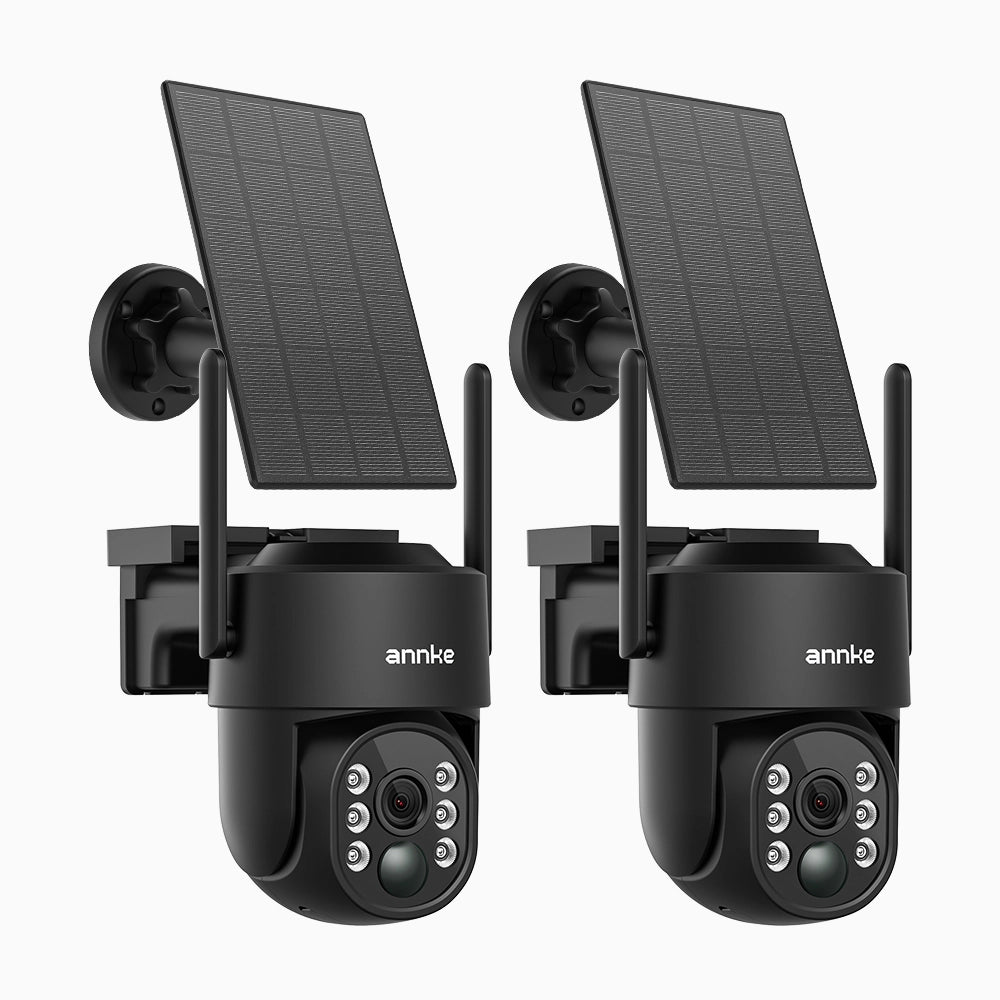 WB400 - Kit Di 2 Telecamera di Sicurezza Wireless da Esterno 4MP a Batteria, WiFi Dual-Band, Pan 270° e Tilt 90°, Batteria da 9000mAh con Pannello Solare, Rilevamento del Movimento, Audio Bidirezionale