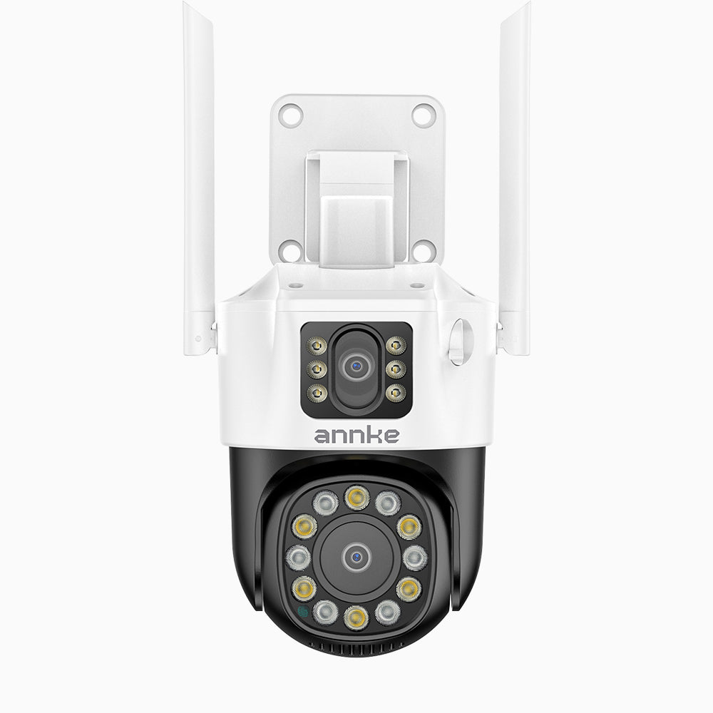 WCD600 - Telecamera di Sicurezza WiFi da Esterno 6 MPX UHD a Doppio Obiettivo, Luci Lampeggianti Rosse e Blu con Sirena, Visione Notturna Intelligente a Doppia Luce, Audio Bidirezionale, Pan a 350° e Tilt a 90°, Compatibile con Alexa