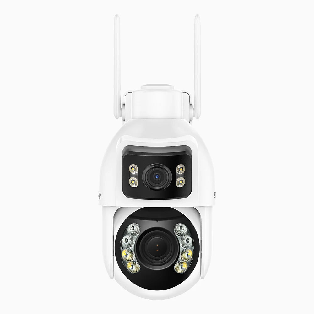 WCD1012 - Telecamera di Sicurezza WiFi PTZ da Esterno 10MP UHD con Doppia Lente, Vista Panoramica a 360°, Zoom Ottico 12X, Notturna Intelligente a Doppia Luce, Audio Bidirezionale, Rotazione 270° Pan & 90° Tilt, Cloud & Storage Locale fino a 256 GB