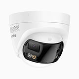 FCD800 - Telecamera di sicurezza panoramica per esterni PoE a 4K doppia lente, vista panoramica a 180°, visione notturna intelligente a doppia luce, audio bidirezionale, sirena e allarme attivi, rilevamento persone e veicoli, IP67