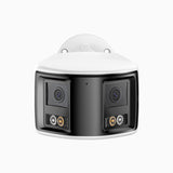 FCD600 - Telecamera di sicurezza panoramica per esterni PoE a 6MPX doppia lente, ultra grandangolo 180°,  visione notturna intelligente a doppia luce, audio bidirezionale, sirena e allarme attivi, rilevamento persone e veicoli, IP67