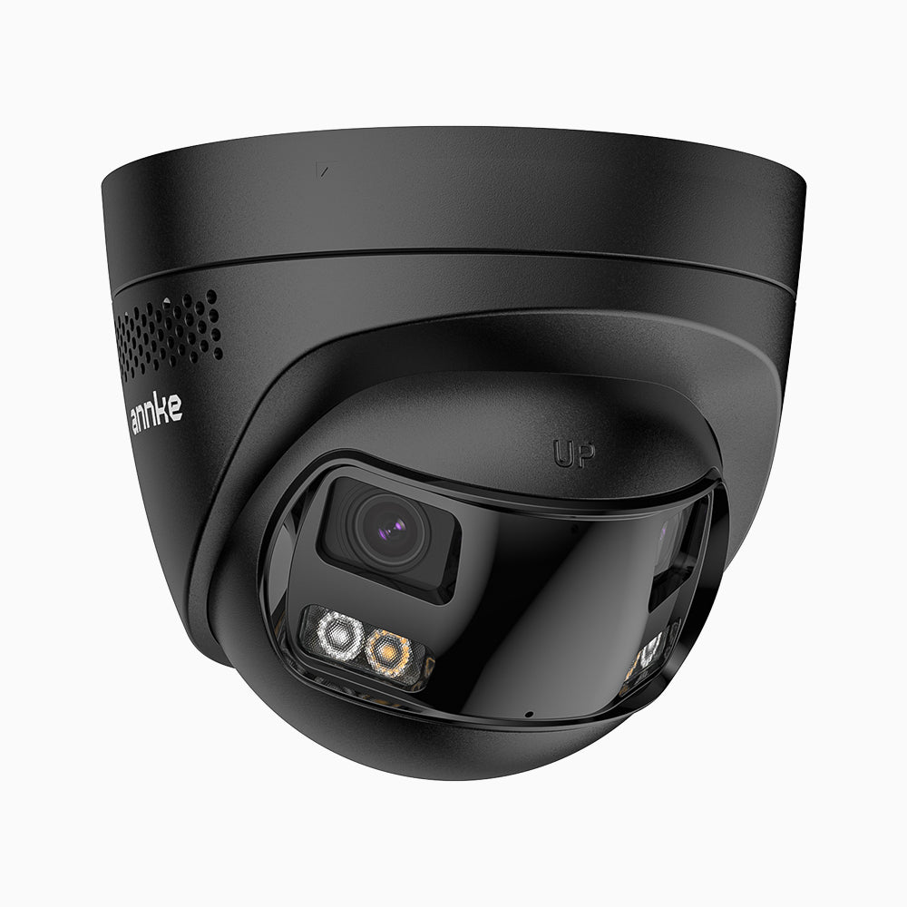 FCD800 - Telecamera di sicurezza panoramica per esterni PoE a 4K doppia lente, vista panoramica a 180°, visione notturna intelligente a doppia luce, audio bidirezionale, sirena e allarme attivi, rilevamento persone e veicoli, IP67