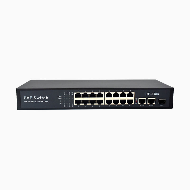 Switch Gigabit Ethernet PoE a 16 Porte con Alloggiamento in Metallo, Montaggio da Tavolo o a Parete