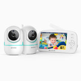 Tivona - Baby Monitor Video 1080p con Schermo HD da 5", Telecamera, Audio Bidirezionale, Rilevamento di Voce e Temperatura, Promemoria Poppata, Rotazione e Inclinazione a 360°, Zoom 2X, Batteria da 5000mAh, Funzione VOX