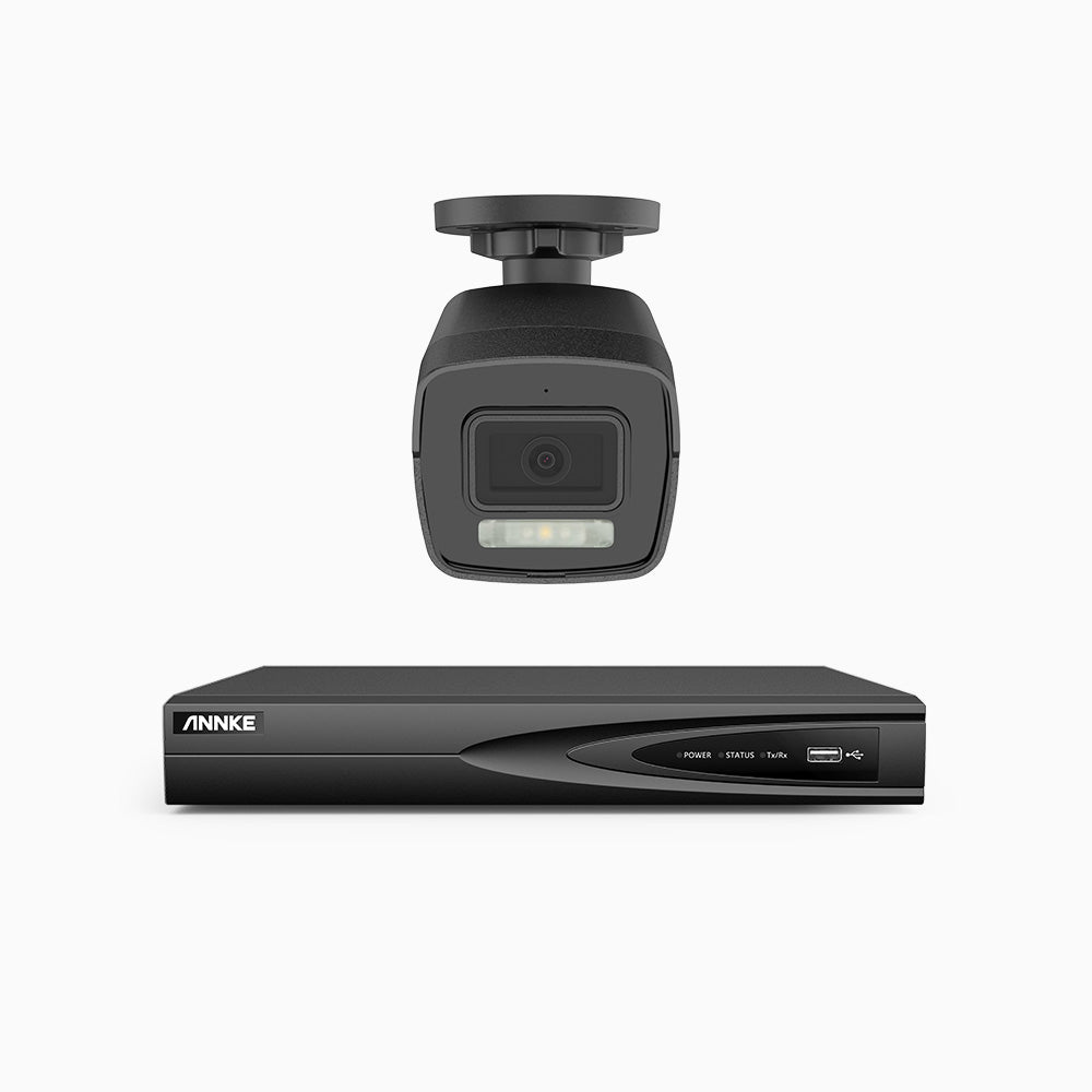 H500P - Kit videosorveglianza PoE 4 canali con 1 telecamera 3K, visione notturna a colori, microfono integrato, IP67, supporta ONVIF e RTSP