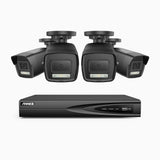 AH500 - Kit videosorveglianza PoE 4 canali con 4 telecamera 3K, visione notturna a colori, microfono integrato, IP67, supporta ONVIF e RTSP