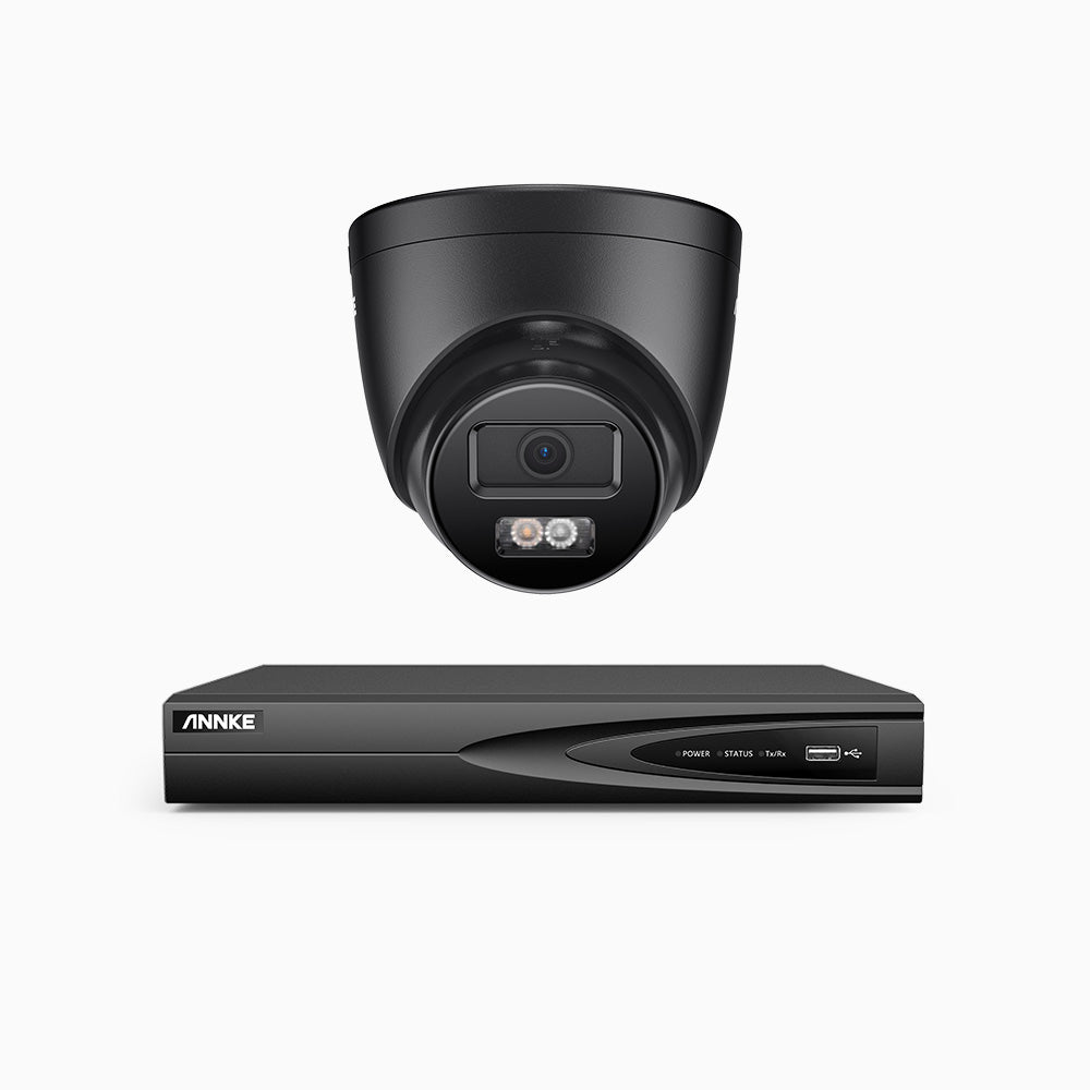 H500P - Kit videosorveglianza PoE 4 canali con 1 telecamera 3K, visione notturna a colori, microfono integrato, IP67, supporta ONVIF e RTSP