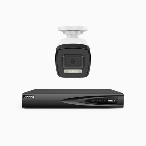AH500 - Kit videosorveglianza PoE 4 canali con 1 telecamera 3K, visione notturna a colori, microfono integrato, IP67, supporta ONVIF e RTSP