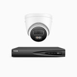 AH500 - Kit videosorveglianza PoE 4 canali con 1 telecamera 3K, visione notturna a colori, microfono integrato, IP67, supporta ONVIF e RTSP