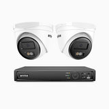 H500 - Kit videosorveglianza PoE 4 canali con 2 telecamere 5 MPX, Visione notturna intelligente a doppia luce, 3072 × 1728 @ 20 fps, rilevamento intelligente di persone e veicoli, microfono integrato, IP67