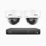 H500 - Kit videosorveglianza PoE 4 canali con 2 telecamere 5 MPX, Visione notturna intelligente a doppia luce, 3072 × 1728 @ 20 fps, rilevamento intelligente di persone e veicoli, microfono integrato, IP67