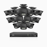 AH500 - Kit videosorveglianza PoE 16 canali con 16 telecamera 3K, visione notturna a colori, microfono integrato, IP67, supporta ONVIF e RTSP