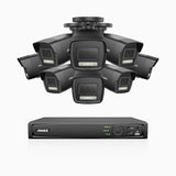 AH500 - Kit videosorveglianza PoE 16 canali con 8 telecamera 3K, visione notturna a colori, microfono integrato, IP67, supporta ONVIF e RTSP