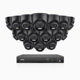 AH500 - Kit videosorveglianza PoE 16 canali con 16 telecamera 3K, visione notturna a colori, microfono integrato, IP67, supporta ONVIF e RTSP