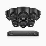 AH500 - Kit videosorveglianza PoE 16 canali con 8 telecamera 3K, visione notturna a colori, microfono integrato, IP67, supporta ONVIF e RTSP