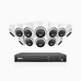 AH500 - Kit videosorveglianza PoE 16 canali con 12 telecamera 3K, visione notturna a colori, microfono integrato, IP67, supporta ONVIF e RTSP