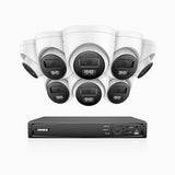 AH500 - Kit videosorveglianza PoE 16 canali con 8 telecamera 3K, visione notturna a colori, microfono integrato, IP67, supporta ONVIF e RTSP