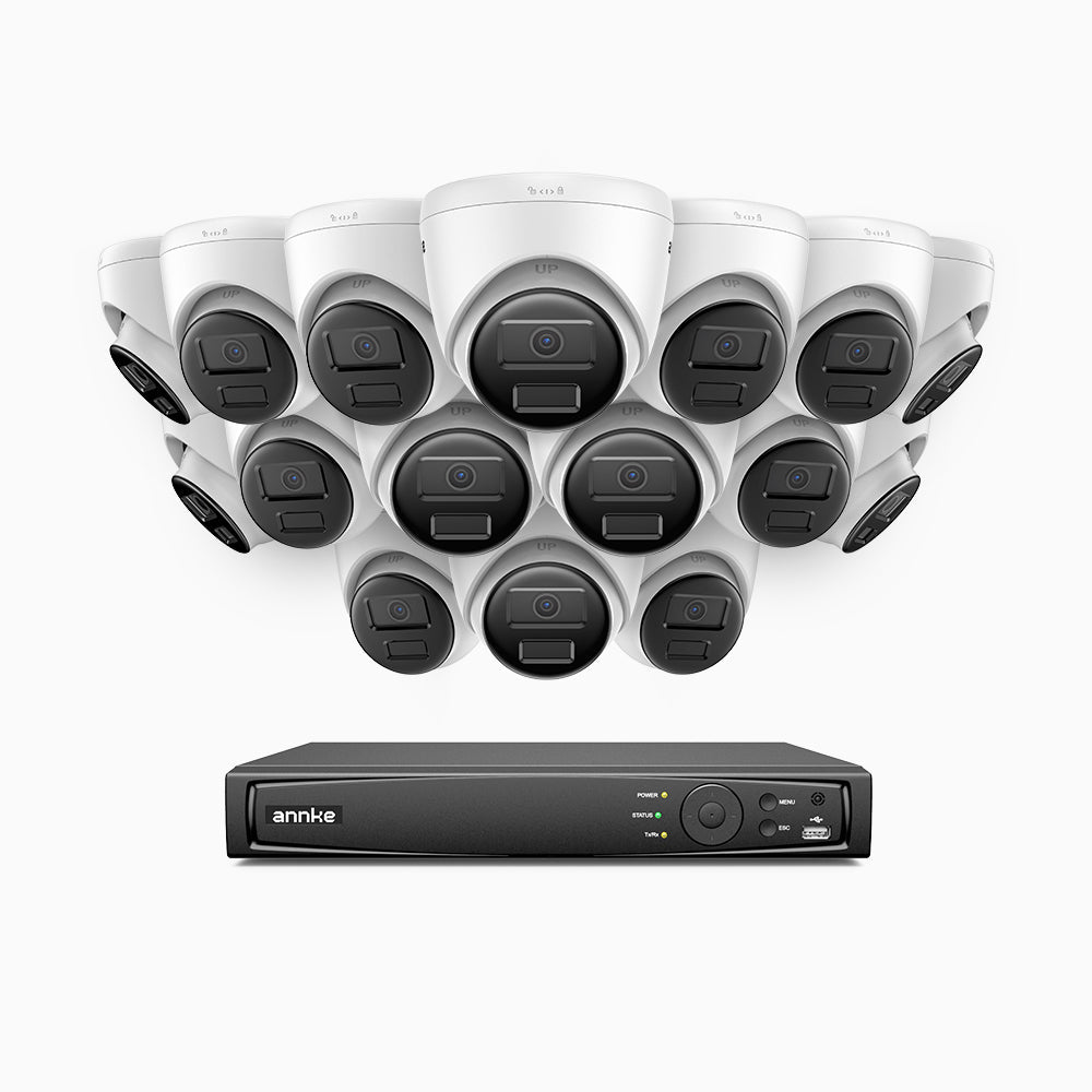 H300 - Kit videosorveglianza PoE 16 canali con 16 telecamera 3MP, visione notturna EXIR 2.0, rilevamento del movimento, H.265+, impermeabilità IP67