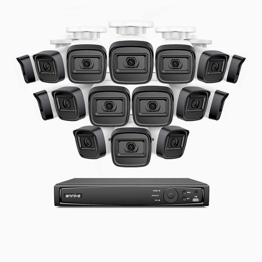 H300 - Kit videosorveglianza PoE 16 canali con 16 telecamera 3MP, visione notturna EXIR 2.0, rilevamento del movimento, H.265+, impermeabilità IP67