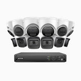 H300 - Kit videosorveglianza PoE 16 canali 3MP, 6 telecamera bullet e 6 telecamera turret,  visione notturna EXIR 2.0, rilevamento del movimento, H.265+, impermeabilità IP67