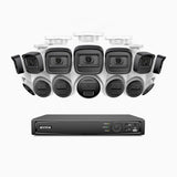H300 - Kit videosorveglianza PoE 16 canali 3MP, 7 telecamera bullet e 7 telecamera turret,  visione notturna EXIR 2.0, rilevamento del movimento, H.265+, impermeabilità IP67