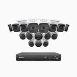 H300 - Kit videosorveglianza PoE 16 canali 3MP, 8 telecamera bullet e 8 telecamera turret,  visione notturna EXIR 2.0, rilevamento del movimento, H.265+, impermeabilità IP67