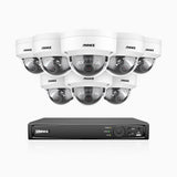 H1200 - 16 channel PoE video surveillance kit with 8 cameras 4K 12MP, visione notturna a colori e IR, Rilevamento umano e veicolare, H.265+, Microfono integrato, Archiviazione locale fino a 512 GB, IP67