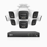 H1200 - 16 channel PoE video surveillance kit with 8 cameras 4K 12MP, visione notturna a colori e IR, Rilevamento umano e veicolare, H.265+, Microfono integrato, Archiviazione locale fino a 512 GB, IP67