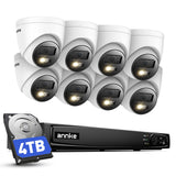 ANNKE Set di telecamere di sorveglianza PoE 4K per esterni, 16 canali, 12 MP, NVR con HDD da 4 TB per registrazione 24/7, videosorveglianza con 8 telecamere IP PoE da 8 MP con visione notturna a