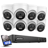 Kit Sorveglianza ANNKE 4K PoE Esterno, NVR 16 Canali con HDD 4TB, 8 Telecamere IP 8MP, Visione Notturna a Colori, Rilevamento Persone/Veicoli, IP67
