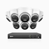 H1200 - 16 channel PoE video surveillance kit with 8 cameras 4K 12MP, visione notturna a colori e IR, Rilevamento umano e veicolare, H.265+, Microfono integrato, Archiviazione locale fino a 512 GB, IP67