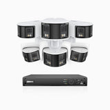 FDH600 - Kit videosorveglianza PoE doppia lente 8 canali 6 MPX, 3 telecamere bullet e 3 telecamere, turretultra grandangolo 180°, super apertura f/1.2, sensore BSI, visione notturna a colori, microfono incorporato