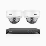 H1200 - 8 channel PoE video surveillance kit with 2 cameras 4K 12MP, visione notturna a colori e IR, Rilevamento umano e veicolare, H.265+, Microfono integrato, Archiviazione locale fino a 512 GB, IP67