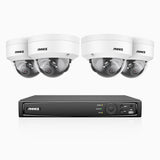 H1200 - 8 channel PoE video surveillance kit with 4 cameras 4K 12MP, visione notturna a colori e IR, Rilevamento umano e veicolare, H.265+, Microfono integrato, Archiviazione locale fino a 512 GB, IP67