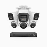 H1200 - 8-channel 4K 12MP PoE video surveillance kit, 3 bullet cameras and 3 turret cameras, visione notturna a colori e IR, Rilevamento umano e veicolare, H.265+, Microfono integrato, Archiviazione locale fino a 512 GB, IP67