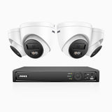 H800 - Kit videosorveglianza PoE 8 canali con 4 telecamere 8 MPX (4K), riconoscere di persone e veicoli, visione notturna a colori e IR,microfono integrato, supporta ONVIF e RTSP