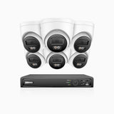 H1200 - 8 channel PoE video surveillance kit with 6 cameras 4K 12MP, visione notturna a colori e IR, Rilevamento umano e veicolare, H.265+, Microfono integrato, Archiviazione locale fino a 512 GB, IP67