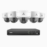 AZH800 - Kit videosorveglianza PoE 8 canali con 5 telecamere 4K, zoom ottico 4X, doppia luce visione notturna, rilevamento del movimento 2.0, Microfono integrato, sirena e allarme stroboscopico