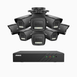 AH500 - Kit videosorveglianza PoE 8 canali con 8 telecamera 3K, visione notturna a colori, microfono integrato, IP67, supporta ONVIF e RTSP