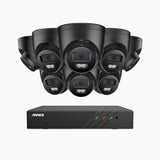 AH500 - Kit videosorveglianza PoE 8 canali con 8 telecamera 3K, visione notturna a colori, microfono integrato, IP67, supporta ONVIF e RTSP