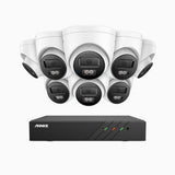 AH500 - Kit videosorveglianza PoE 8 canali con 8 telecamera 3K, visione notturna a colori, microfono integrato, IP67, supporta ONVIF e RTSP