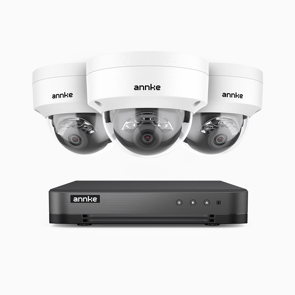 H800 - Kit videosorveglianza PoE 8 canali con 3 telecamere 8 MPX (4K), visione notturna a colori e IR,microfono integrato, riconoscere di persone e veicoli, supporta ONVIF e RTSP