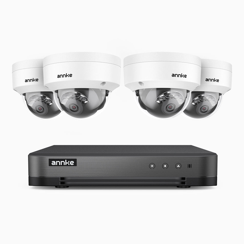 H800 - Kit videosorveglianza PoE 8 canali con 4 telecamere 8 MPX (4K), riconoscere di persone e veicoli, visione notturna a colori e IR,microfono integrato, supporta ONVIF e RTSP