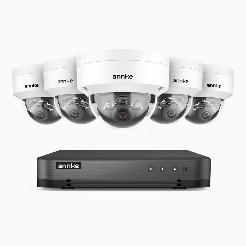 H800 - Kit videosorveglianza PoE 8 canali con 5 telecamere 8 MPX (4K), visione notturna a colori e IR,microfono integrato, riconoscere di persone e veicoli, supporta ONVIF e RTSP
