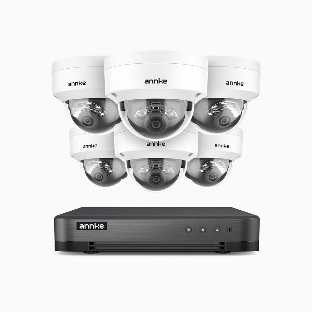 H800 - Kit videosorveglianza PoE 8 canali con 6 telecamere 8 MPX (4K), visione notturna a colori e IR,microfono integrato, riconoscere di persone e veicoli, supporta ONVIF e RTSP