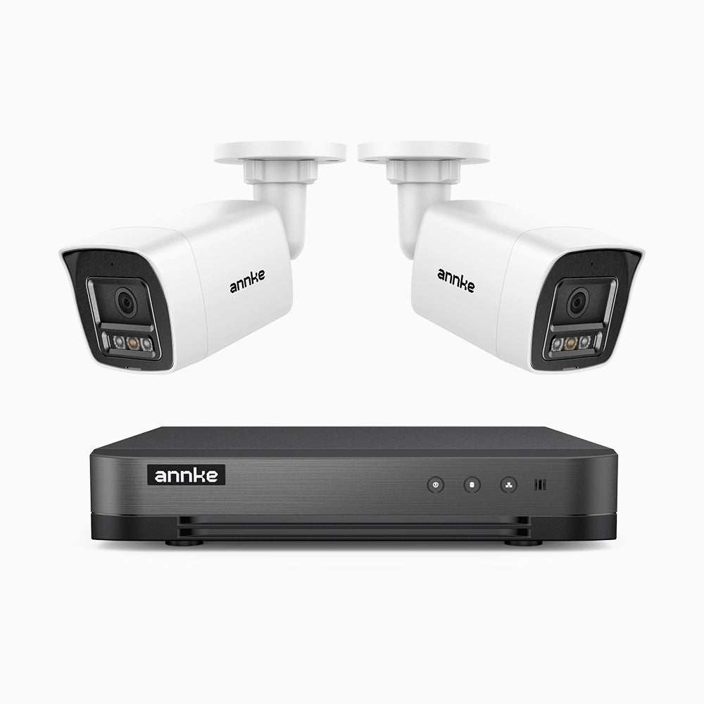 H800 - Kit videosorveglianza PoE 8 canali con 2 telecamere 8 MPX (4K), riconoscere di persone e veicoli, visione notturna a colori e IR,microfono integrato, supporta ONVIF e RTSP